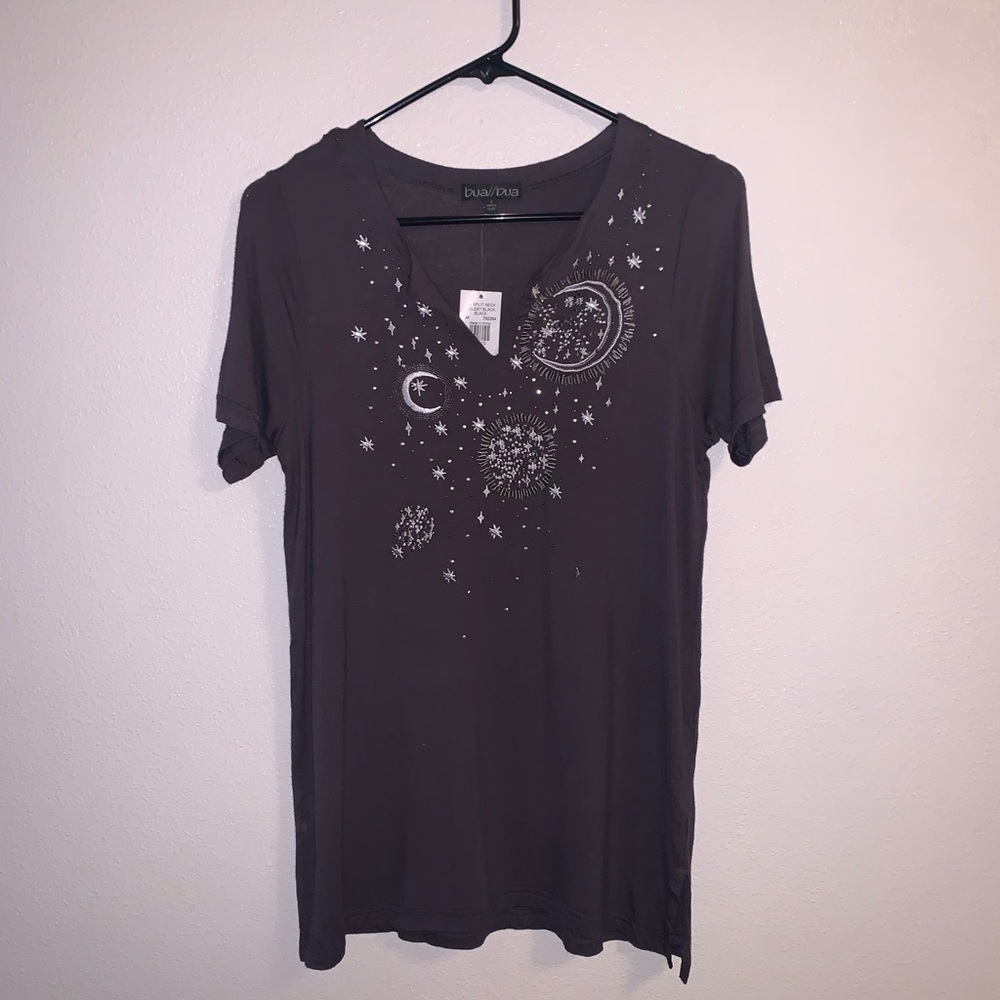Bus Bua Gray Celestial Print Stars Moon Size Small NWT